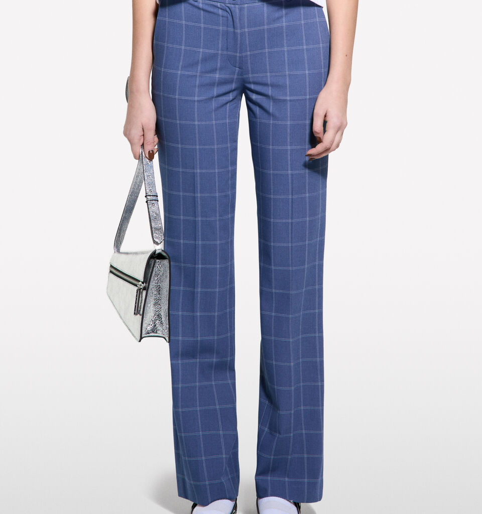 Pantaloni a quadri - pantaloni regular da donna - Blu | Sisley image number 4